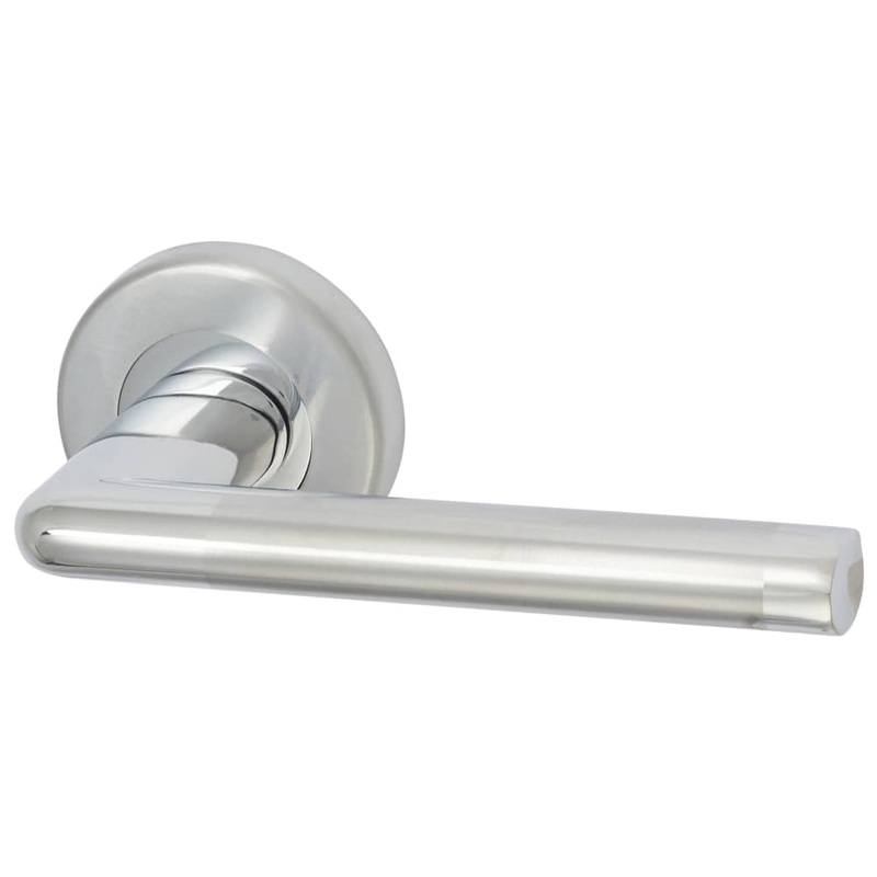 M Marcus Lena Door Handle on Rose – Satin/Polished Chrome