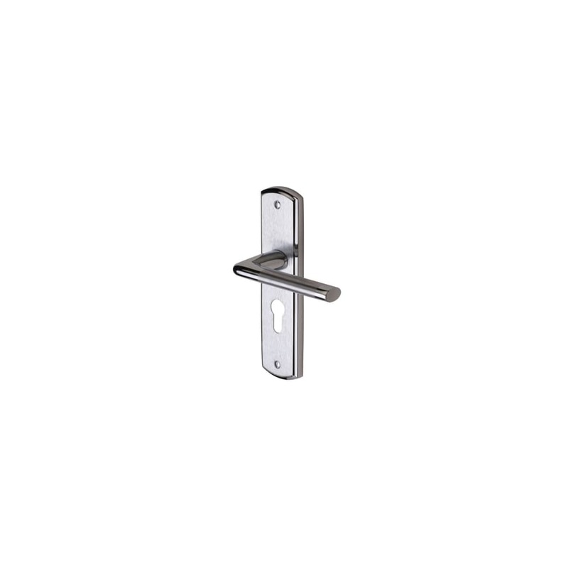 M Marcus Lena Lock Door Handle – Euro – 190 x 48mm – Satin/Polished Chrome