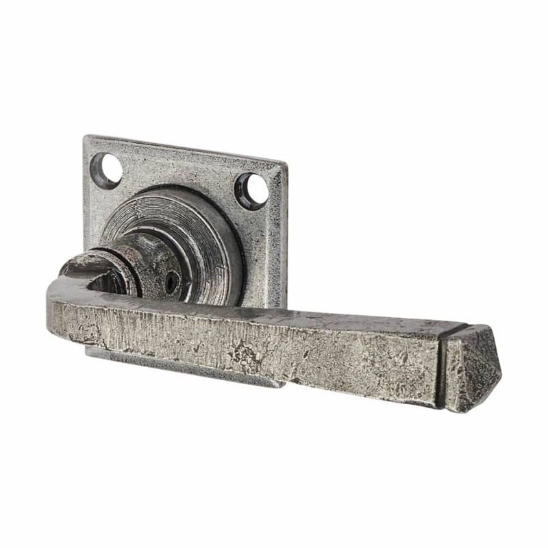 Olde Forge Avon Door Handle on Square Rose – Pewter