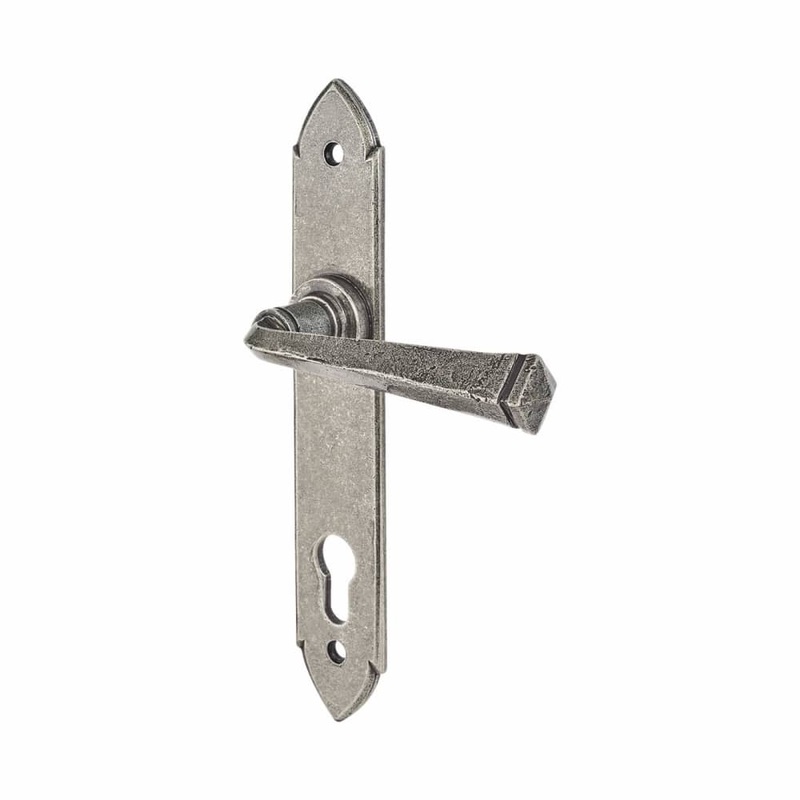 Olde Forge Gothic Lock Door Handle – Euro – 247 x 44mm – Pewter