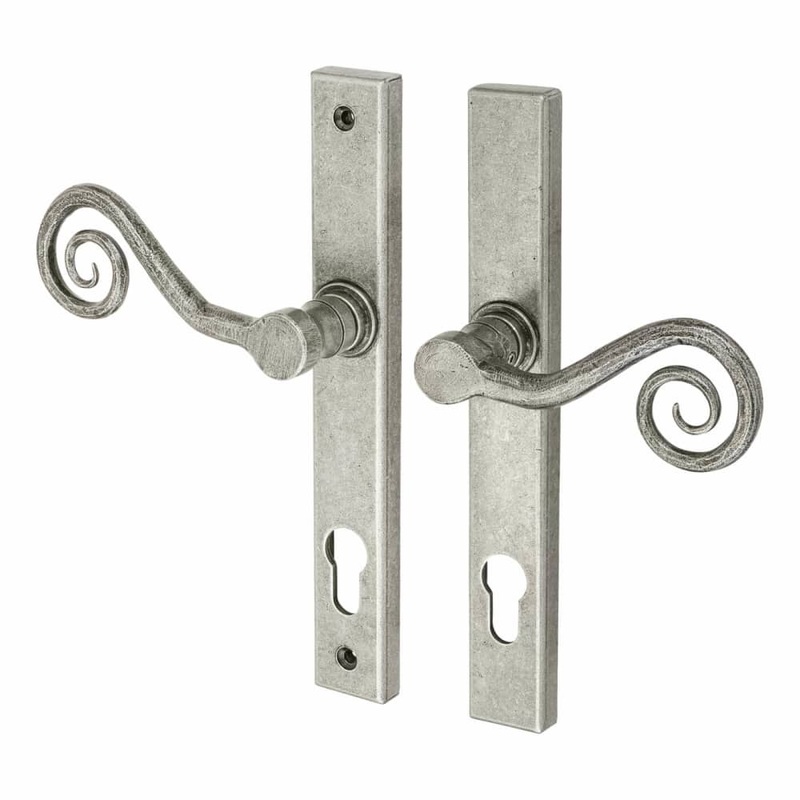 Olde Forge Monkey Tail Multipoint Door Handle – Euro – RH – 92mm c/c – Pewter