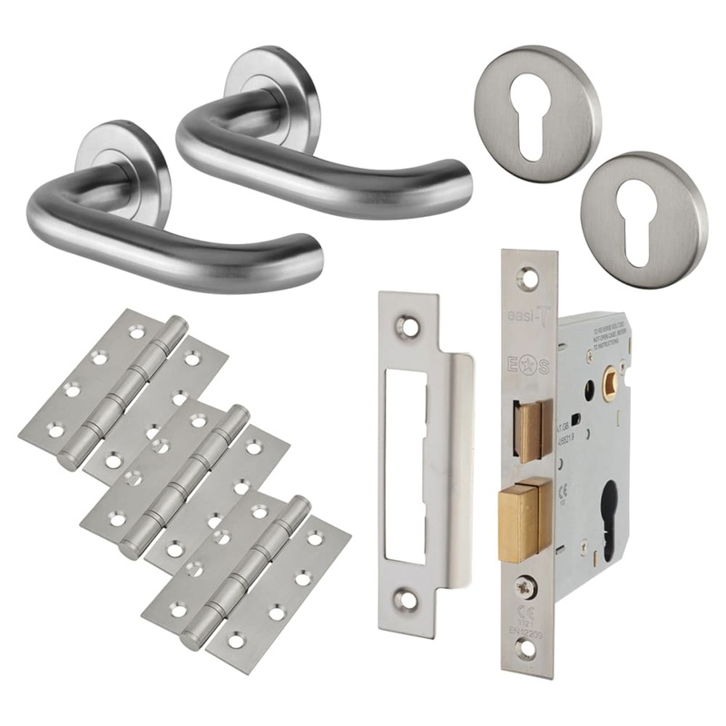 Touchpoint 19mm Return to Door Euro Lock Door Handle on Rose Kit – Stainless Steel