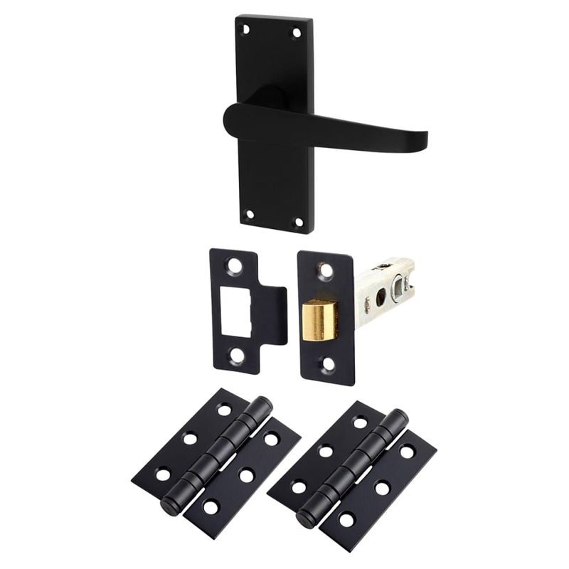 Touchpoint Budget Straight Latch Door Handle Kit – Short Plate – Matt Black