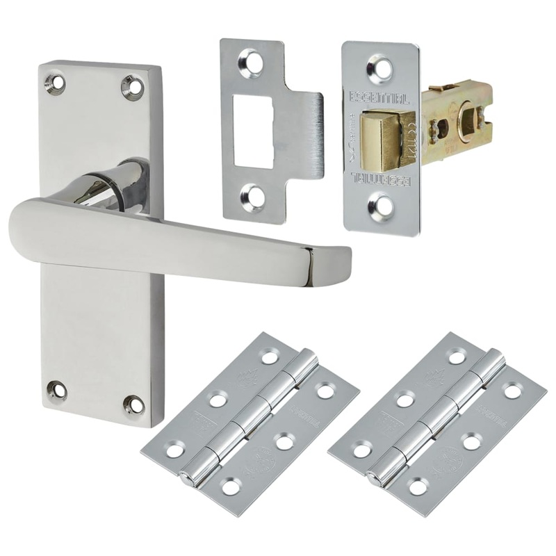 Touchpoint Budget Straight Latch Door Handle Kit – Short Plate – Polished Chrome