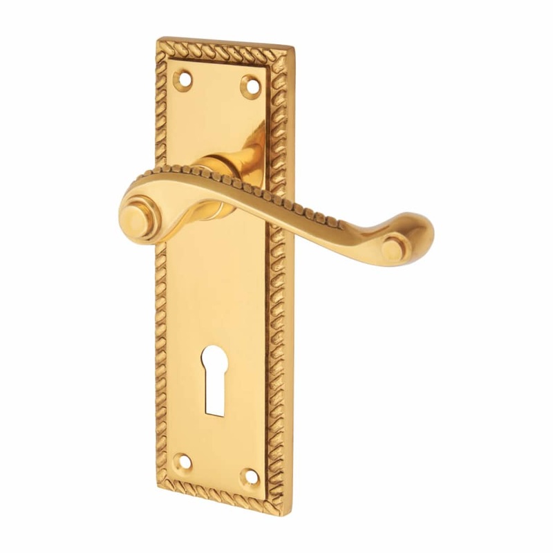Touchpoint Georgian Lock Door Handle – Keyhole – 150 x 48mm – Polished Brass