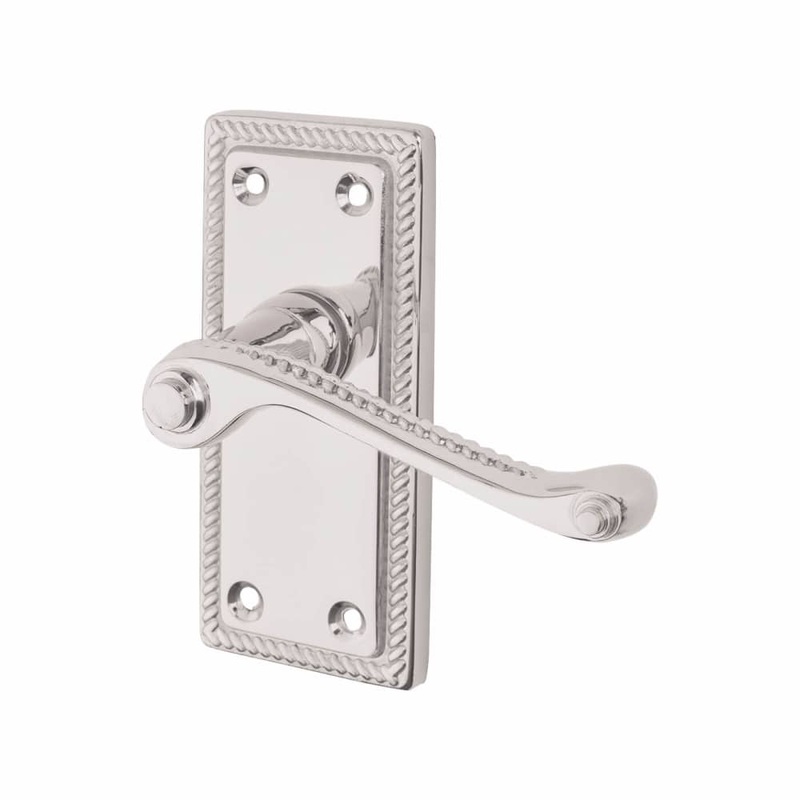Touchpoint Mia Budget Rope Edge Scroll Latch Door Handle – Short Plate – 105 x 48mm – Pol Chrome