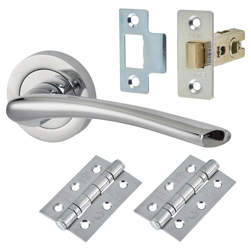 Touchpoint Rimini Latch Door Handle on Rose Kit – Polished Chrome