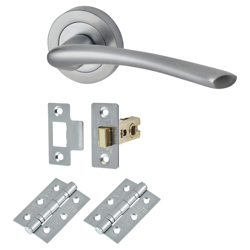 Touchpoint Rimini Latch Door Handle on Rose Kit – Satin Chrome