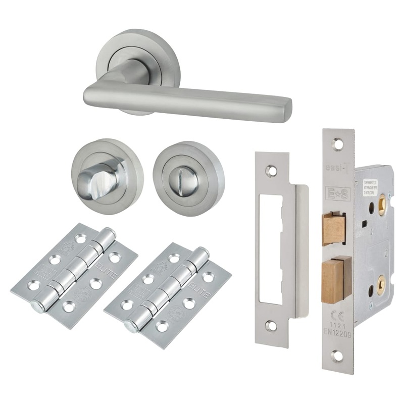 Touchpoint Sophia Bathroom Lock Door Handle on Rose Kit – Satin Chrome