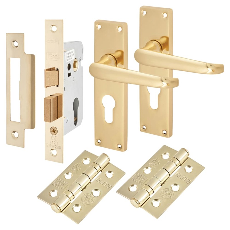 Touchpoint Victorian Euro Lock Door Handle Kit – Polished Brass