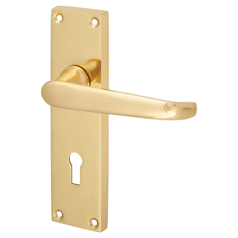 Touchpoint Victorian Straight Lock Door Handle – Keyhole – 155 x 42mm – Polished Brass