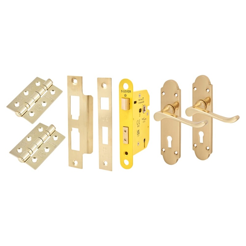Touchpoint Victorian Summer 3 Lever Sashlock Door Handle Kit – Polished Brass
