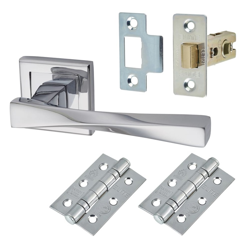 Altro Spirit Latch Door Handle on Square Rose Kit – Polished Chrome