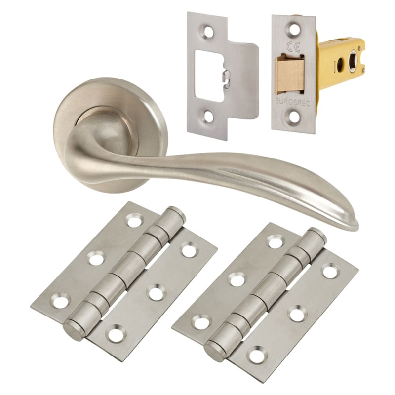 Altro Swept 3 Style Latch Door Handle on Rose Kit – Satin Stainless Steel