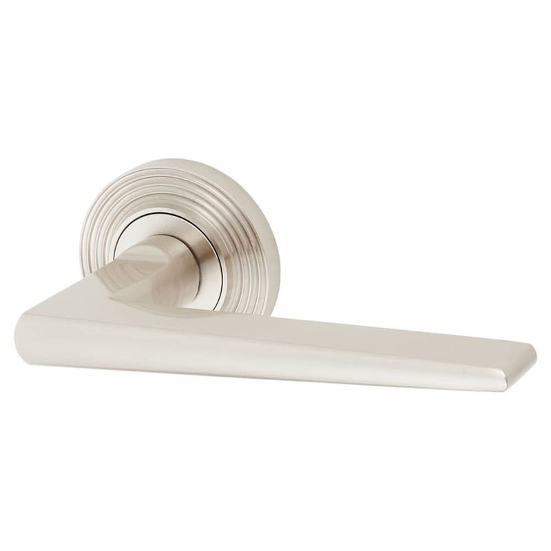 Burlington BUR10 by Frelan Mayfair Door Handle on Reeded Beehive Rose – Satin Nickel