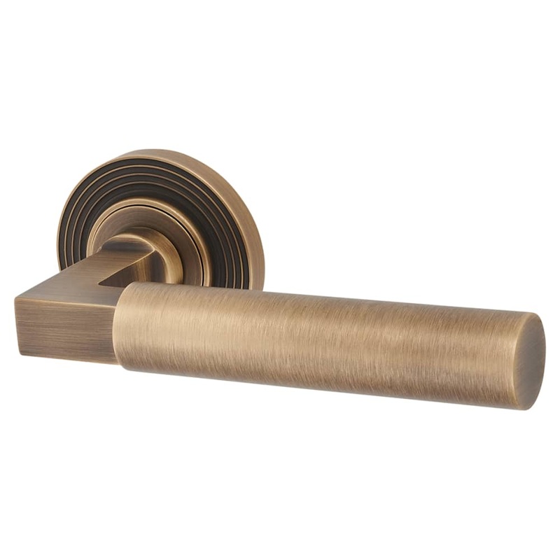 Burlington BUR30 by Frelan Westminster Door Handle on Reeded Beehive Rose – Antique Brass