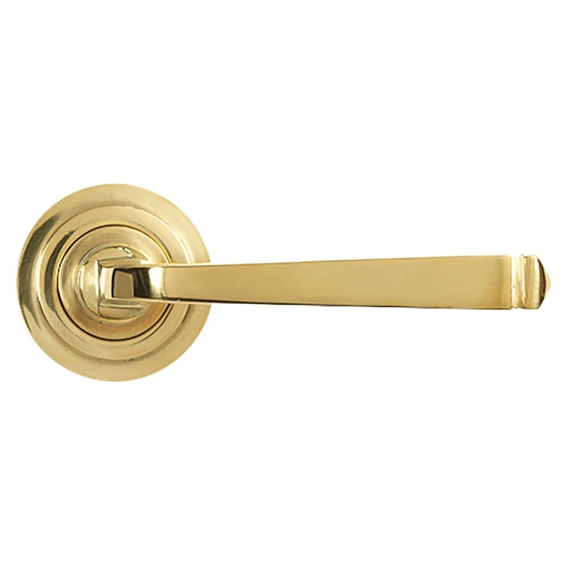 From The Anvil Avon Door Handle on Art Deco Rose – Polished Brass