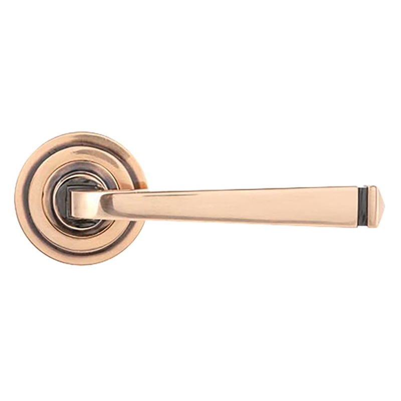 From The Anvil Avon Door Handle on Art Deco Rose – Polished Bronze