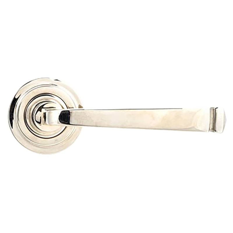 From The Anvil Avon Door Handle on Art Deco Rose – Polished Nickel