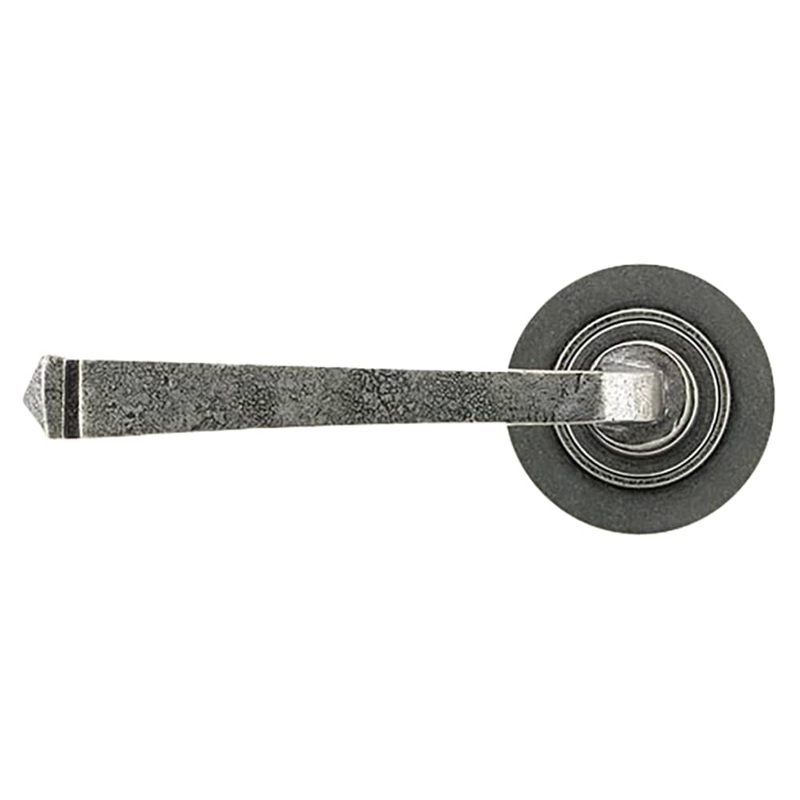 From The Anvil Avon Door Handle on Plain Rose – Pewter
