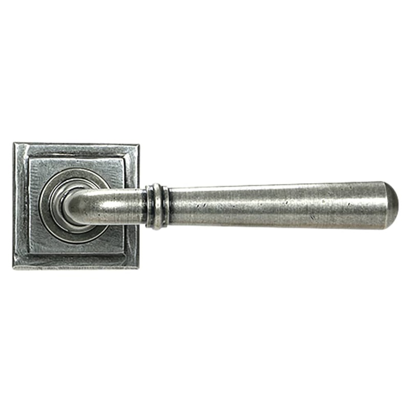 From The Anvil Newbury Door Handle on Square Rose – Pewter