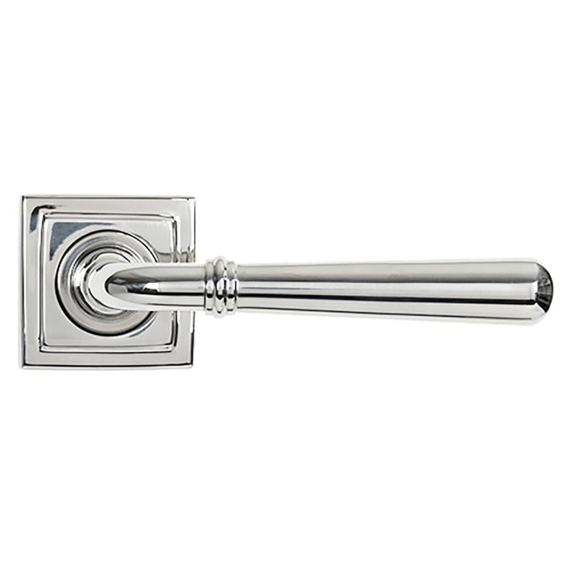 From The Anvil Newbury Door Handle on Square Rose – Polished Stainless Steel