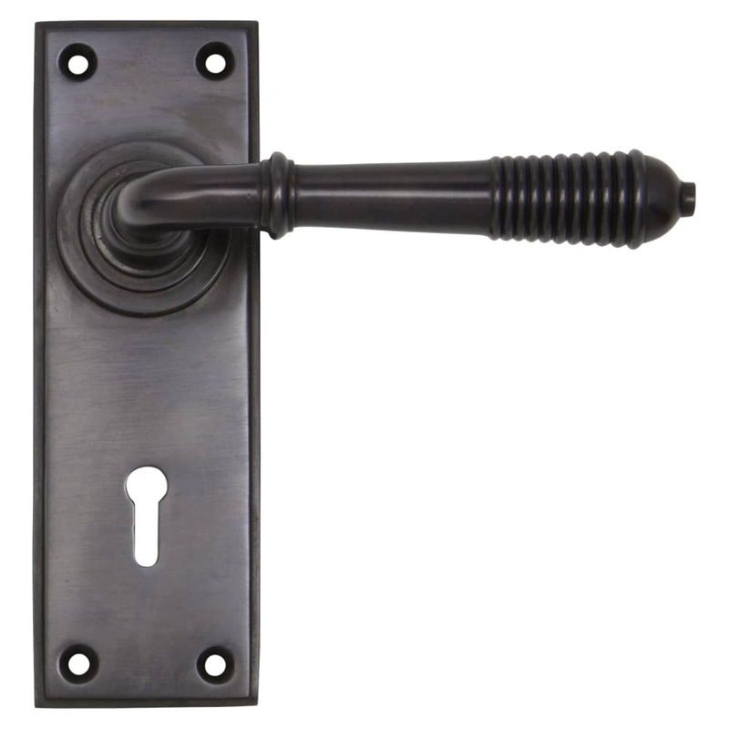 From The Anvil Reeded Lock Door Handle – Keyhole – 152 x 50mm – Aged Bronze
