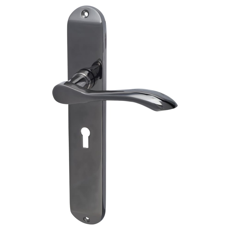 Hampstead Altea Lock Door Handle – Keyhole – 240 x 41mm – Black Nickel