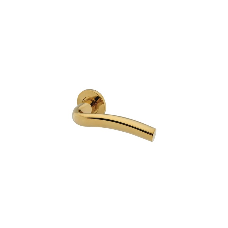Hampstead Cast Swept 4 Style Door Handle on Rose – PVD Brass