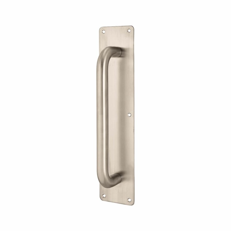 Hampstead D-Bar Door Pull Handle on Plate – Screw Fix – 350 x 75 x 1.5mm – Stainless Steel