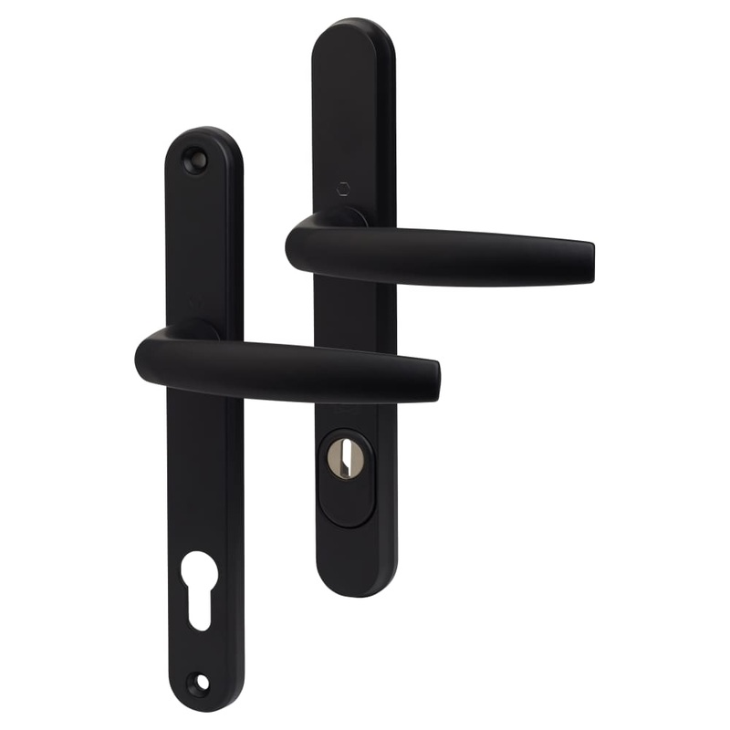 Hoppe PAS24 1530/3259N uPVC Multipoint Door Handle – Long Plate – 92mm c/c – 70mm door – Black