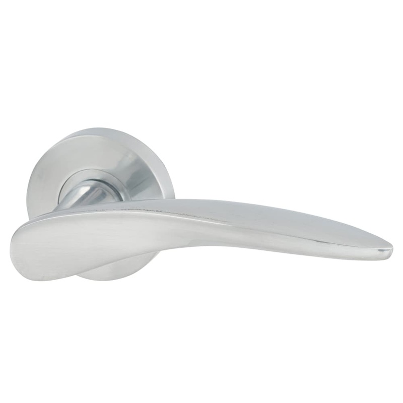 Jigtech Vecta Door Handle on Rose – Satin Chrome