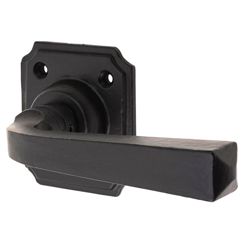 Olde Forge Avon Door Handle on Square Rose – Smooth Black