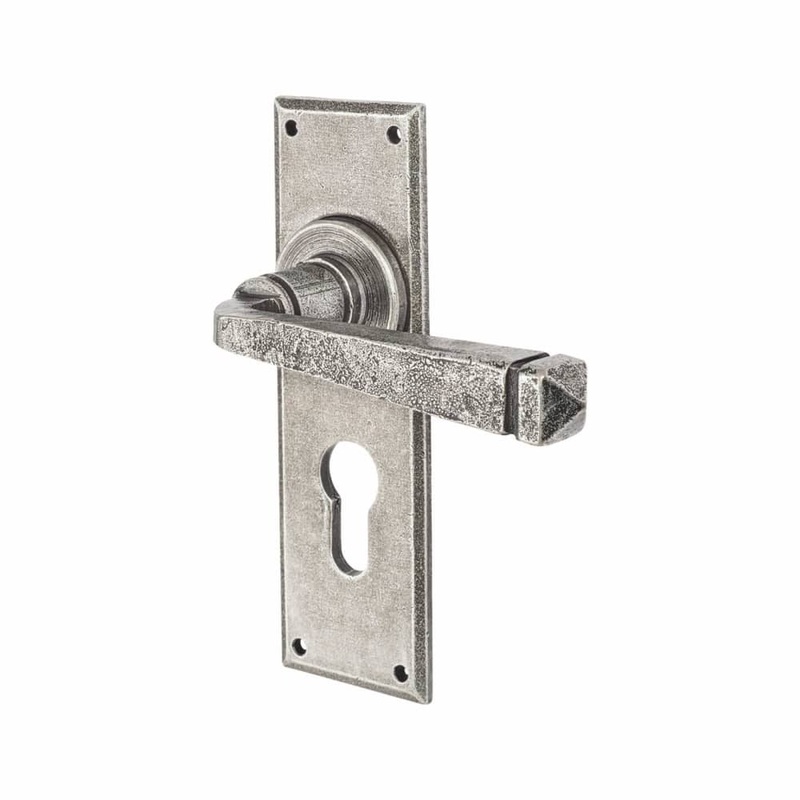 Olde Forge York Lock Door Handle – Euro – 152 x 48mm – Pewter
