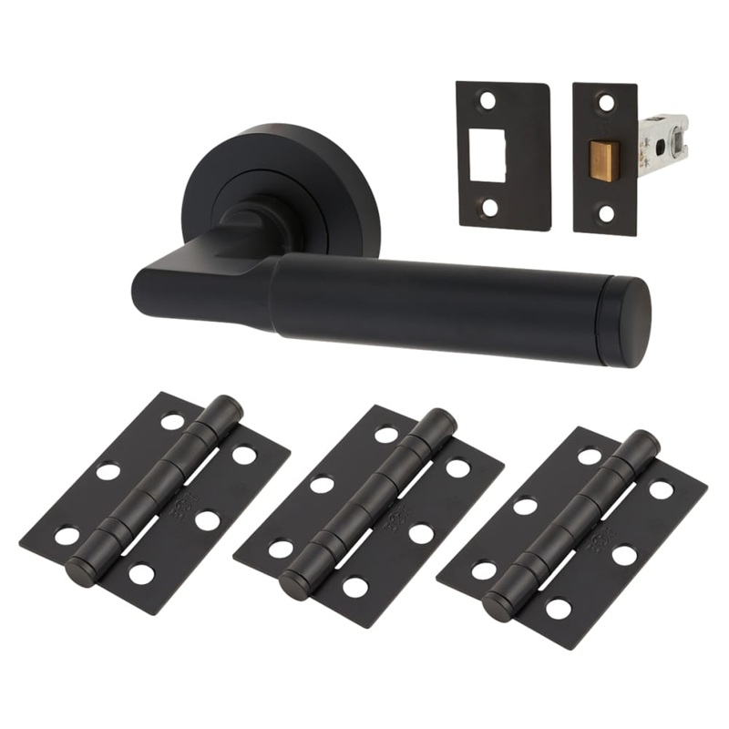 Serozzetta by Carlisle Brass Belas Latch Door Handle on Rose Ultimate Door Kit – Matt Black