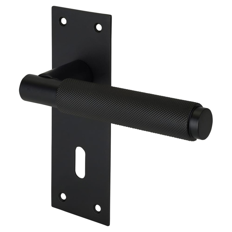 Serozzetta by Carlisle Brass Varese Knurled Lock Door Handle – Keyhole – 130 x 55mm – Matt Black