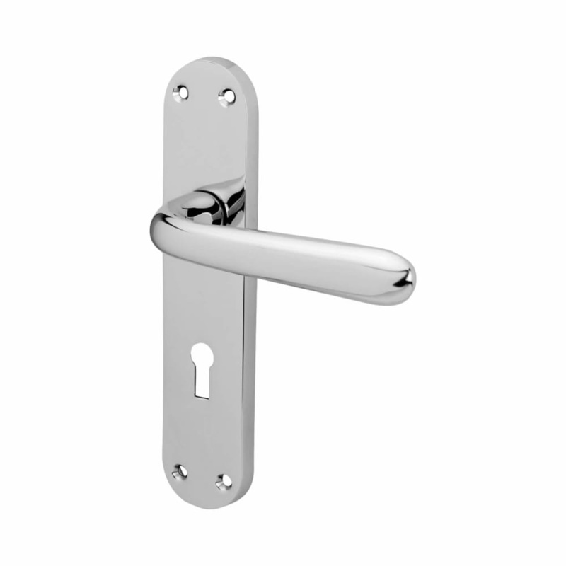 Touchpoint Arezzo Lock Door Handle – Keyhole – 182 x 39mm – Polished Chrome
