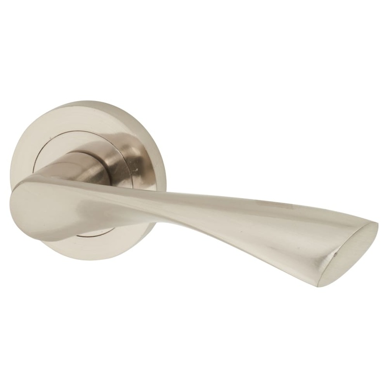 Touchpoint Ariel Door Handle on Rose – Satin Nickel