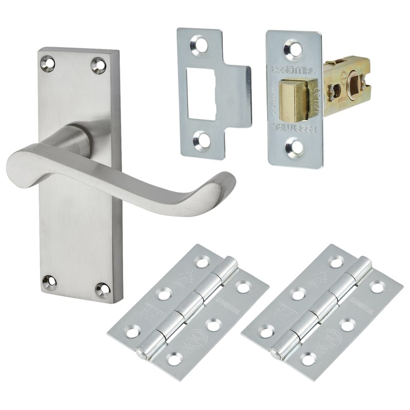 Touchpoint Budget Scroll Latch Door Handle Kit – Short Plate – Satin Chrome