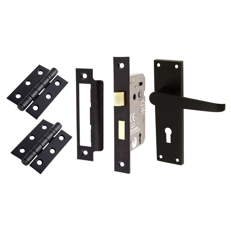 Touchpoint Budget Straight 3 Lever Sashlock Door Handle Kit – Matt Black