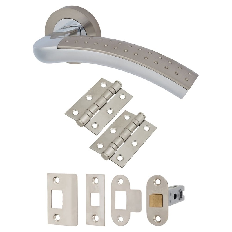 Touchpoint Madison Latch Door Handle on Rose Kit – Satin Nickel/Polished Chrome