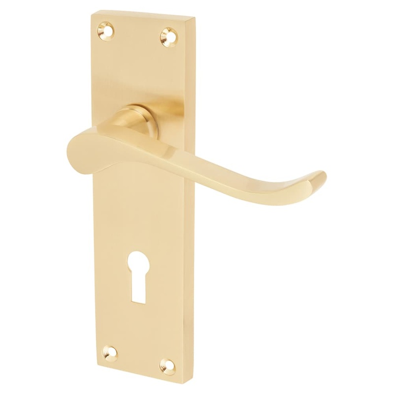 Touchpoint Mia Budget Scroll Lock Door Handle – Keyhole – 153 x 42mm – Satin Brass