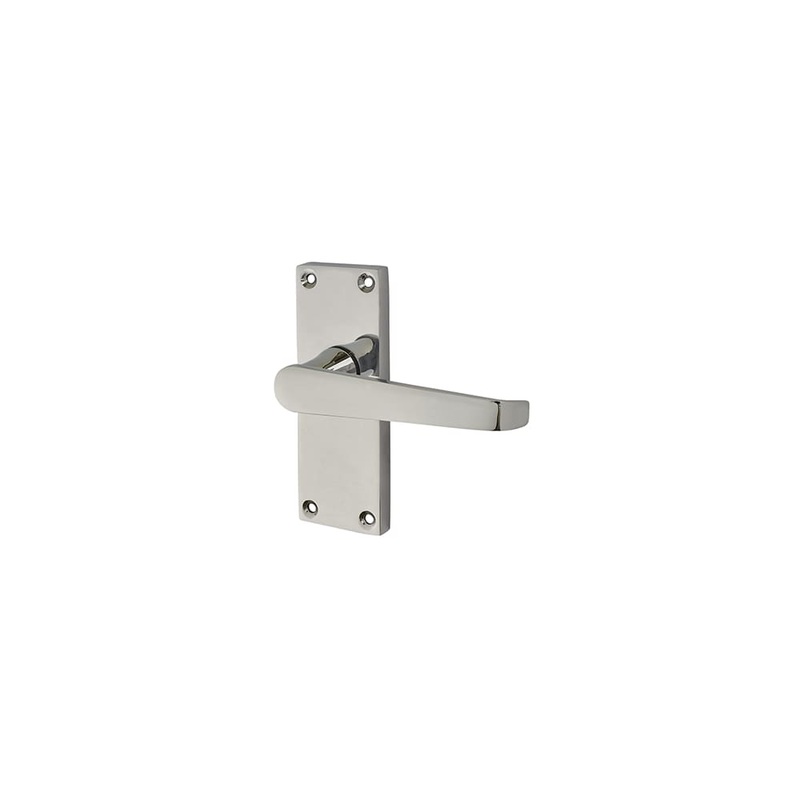 Touchpoint Mia Budget Straight Latch Door Handle – Short Plate – 114 x 42mm – Polished Chrome