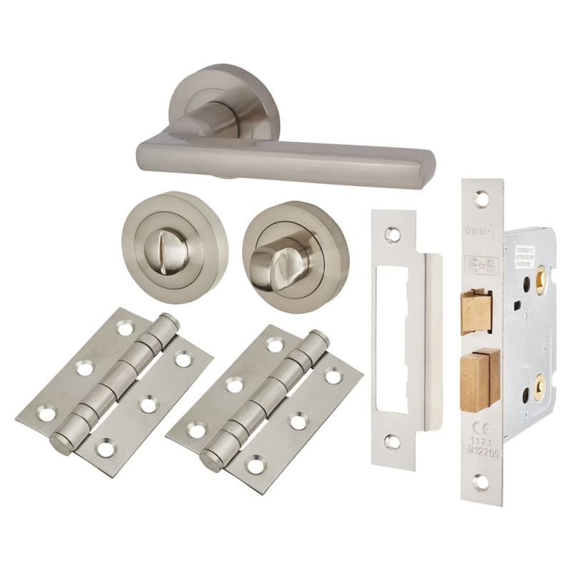 Touchpoint Sophia Bathroom Lock Door Handle on Rose Kit – Satin Nickel