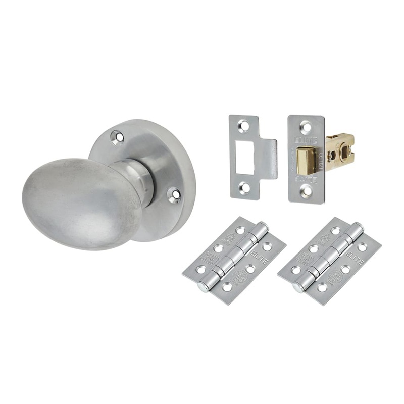 Touchpoint Victorian Oval Mortice Door Knob Kit – 61mm Rose Diameter – Satin Chrome