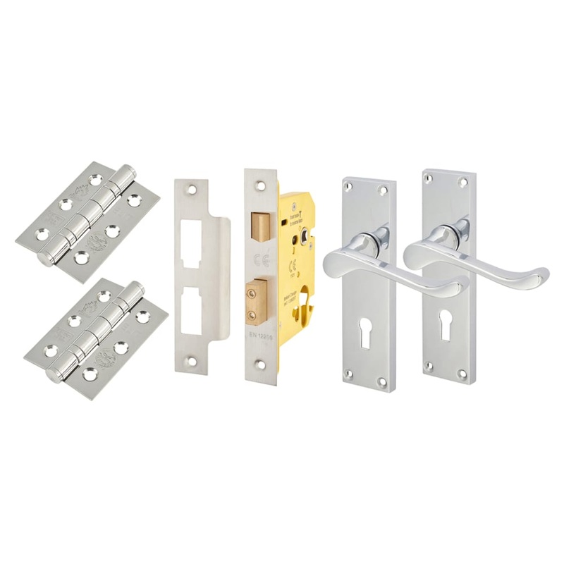 Touchpoint Victorian Scroll 5 Lever Sashlock Door Handle Kit – Polished Chrome