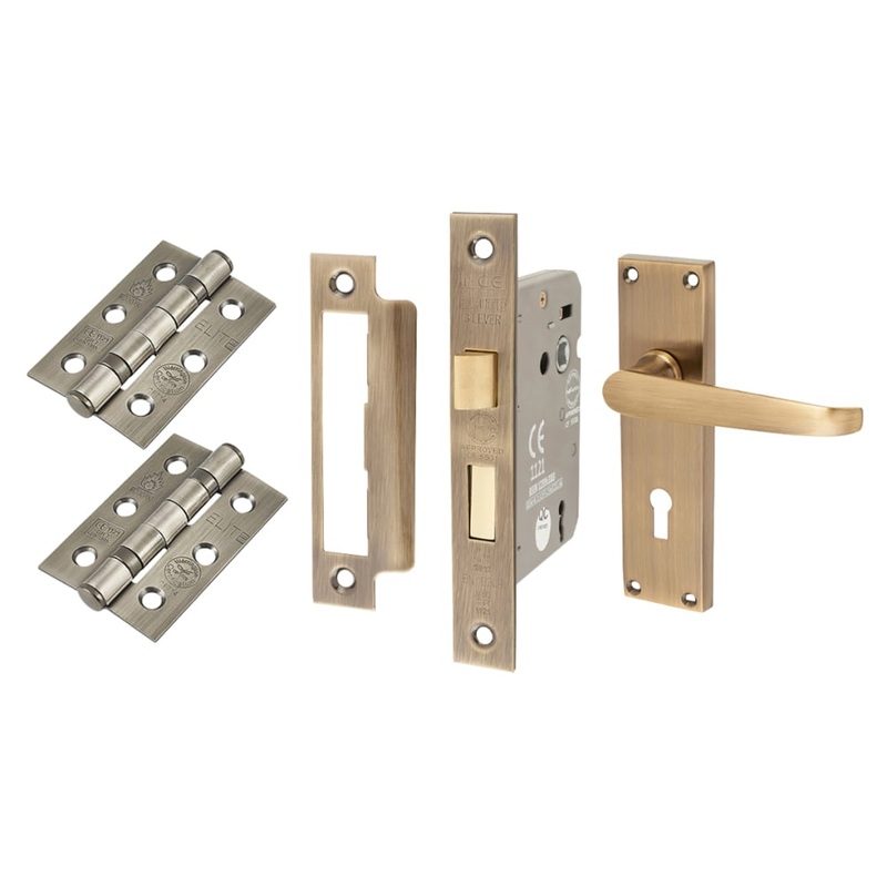 Touchpoint Victorian Straight 3 Lever Sashlock Door Handle Kit – Antique Brass