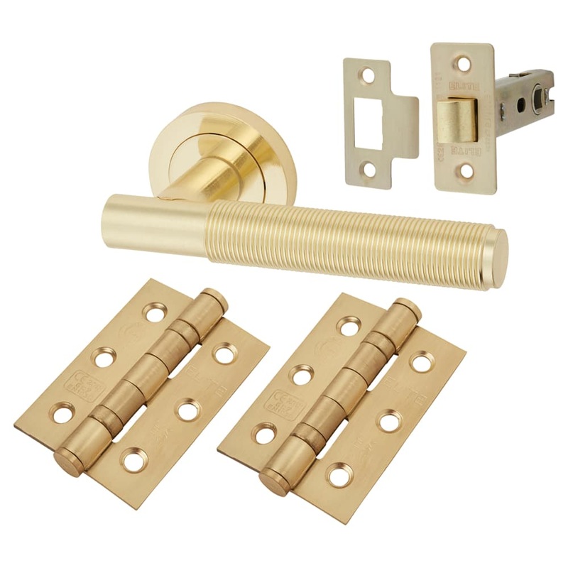 Altro Lily Reeded Latch Door Handle Kit – Satin Brass