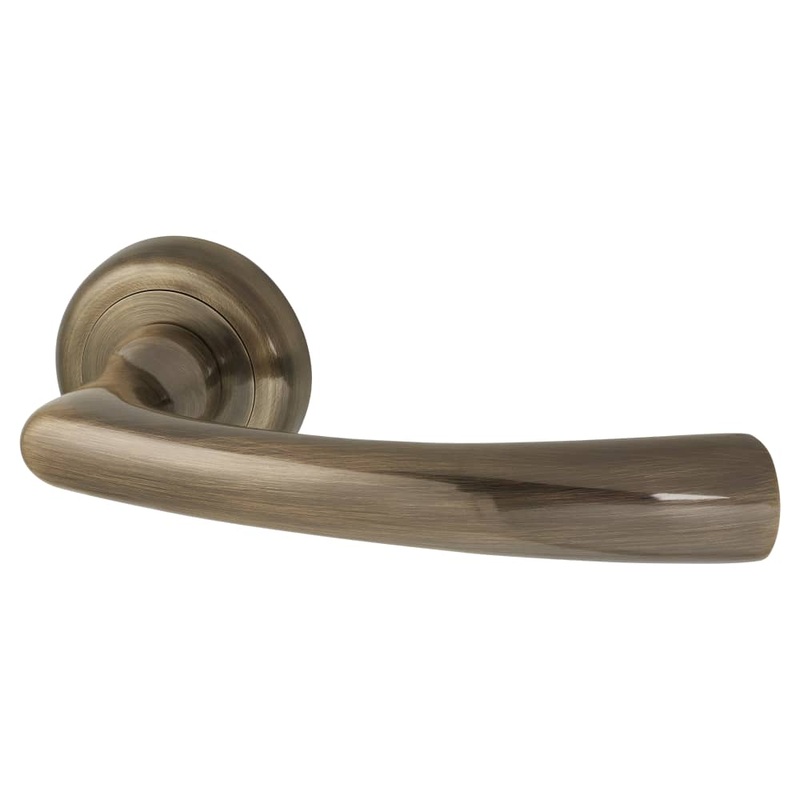 Altro Rochester Door Handle on Rose – Antique Brass