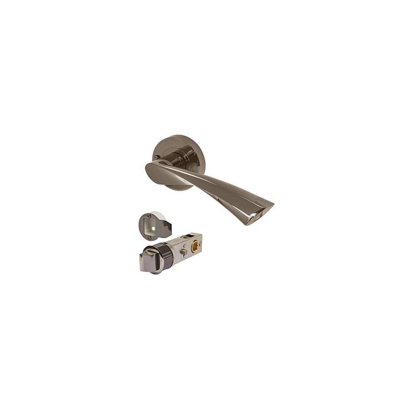Excel Flex Door Handle on Rose – Smartlatch Privacy Set – Black Nickel